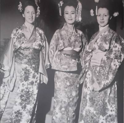Grandmother (left) and mother (right) in stage costumes