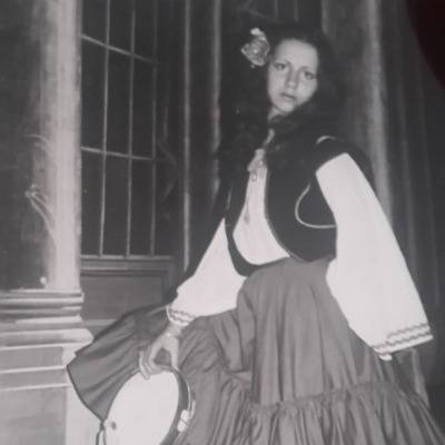Mother in stage costume